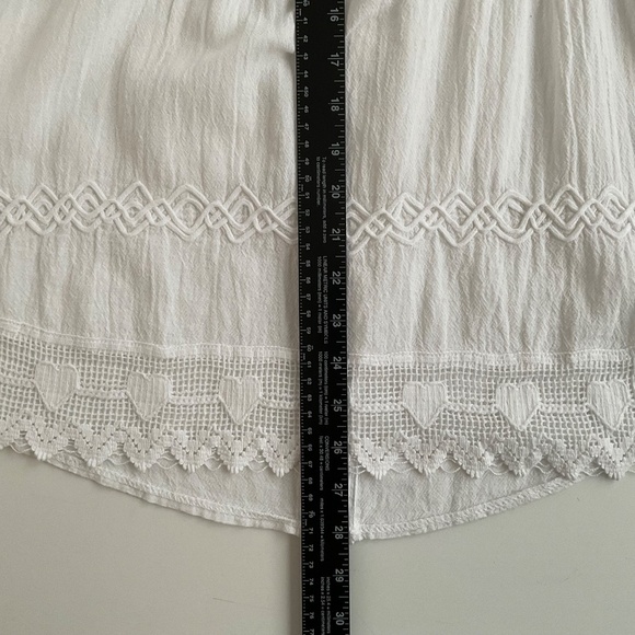 American South Side Embroided Blouse SzS White Hearts Romantic Peasant Boho Chic - Picture 4 of 12